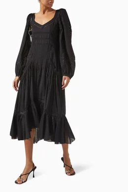 Buy Isabel Marant Etoile Black Melia Midi Dress in Cotton Blend For Women Online Ounass Bahrain