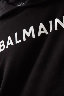 Buy Balmain Black Logo Print Hoodie in Cotton For UNISEX Online Ounass Bahrain