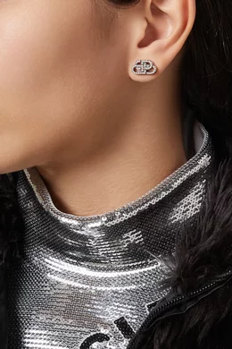 Buy Balenciaga Silver BB XS Rhinestone Stud Earrings in Brass For Women Online Ounass Bahrain