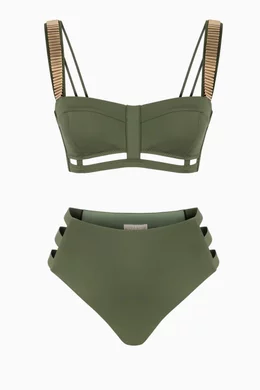 Buy LILYROSE Green Gatsby Bikini Set in Stretch Nylon For Women Online Ounass Bahrain