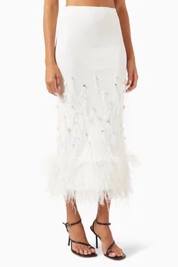 White feather midi skirt cheap