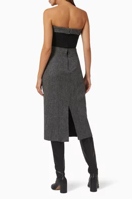 Buy Maison Margiela Black Woven Midi Dress in Herringbone