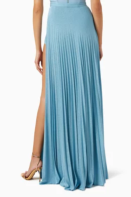 Buy Elisabetta Franchi Blue Pleated Maxi Skirt in Lurex jersey For Women Online Ounass Bahrain