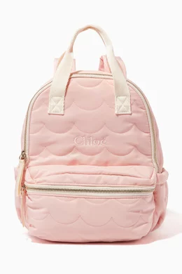 Buy Chloe Pink Quilted Logo Backpack in Nylon For Girls Online Ounass Bahrain