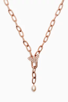Buy Emporio Armani Rose Gold Crystal embellished EA Eagle Necklace in Stainless Steel For Women Online Ounass Bahrain