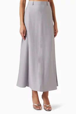 Buy SH Collection Grey Draped Top Skirt Set in Silk Linen For Women Online Ounass Bahrain