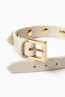 Buy Valentino Garavani White Valentino Garavani Rockstud Crystal Bracelet in Leather For Women Online Ounass Bahrain