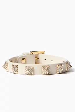 Buy Valentino Garavani White Valentino Garavani Rockstud Crystal Bracelet in Leather For Women Online Ounass Bahrain