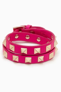 Buy Valentino Garavani Pink Valentino Garavani Rockstud Bracelet in Leather For Women Online Ounass Bahrain