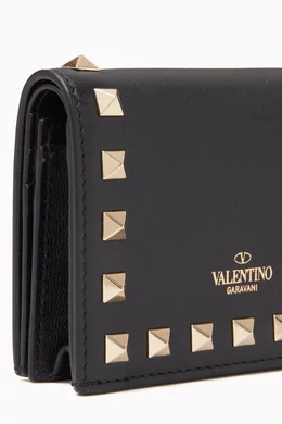 Buy Valentino Garavani Black Valentino Garavani Rockstud French Wallet in Leather For Women Online Ounass Bahrain