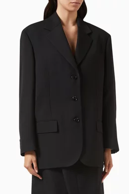 Buy Acne Studios Black Oversized Suit Jacket in Wool-blend For