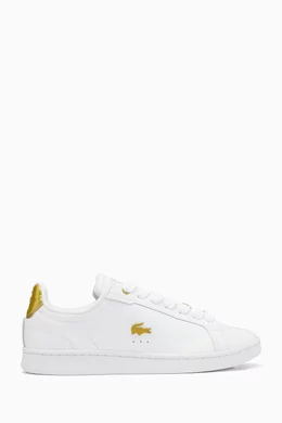 Buy Lacoste White Carnaby Pro Metallic Logo Sneakers in Leather For Women Online Ounass Bahrain