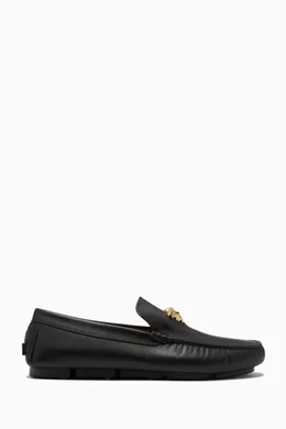 Buy Versace Black La Medusa Loafers in Calf Leather For Men Online Ounass Bahrain