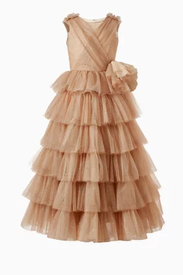 Buy Marchesa Kids Couture Neutral Multi tiered Glitter Dress For Girls Online Ounass Bahrain