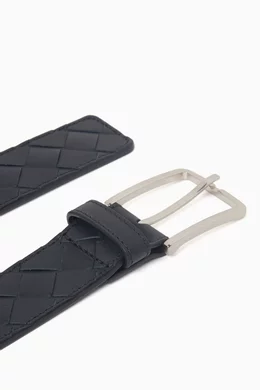 Buy Bottega Veneta Blue Intrecciato Belt in Calfskin Leather For Men Online Ounass Bahrain