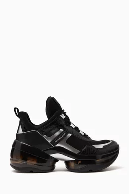 Buy Michael Kors Black Olympia Extreme Lace up Sneakers in Leather For Women Online Ounass Bahrain