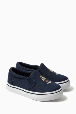 Buy Polo Ralph Lauren Blue Keaton Slip on Bear Sneakers in Canvas For Boys Online Ounass Bahrain