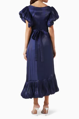 Buy NASS Blue Embellished Bubble-hem Midi Dress For Women Online