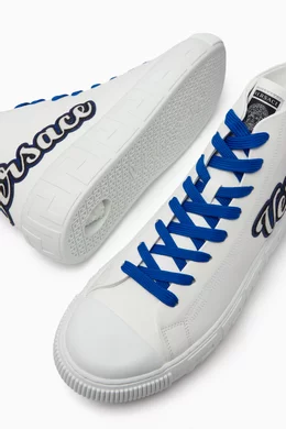 Buy Versace Multicolour Logo Applique High top Sneakers in Canvas For Men Online Ounass Bahrain