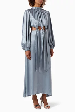 Buy Elliatt Blue Kirrily Dress in Viscose Satin For Women Online Ounass Bahrain