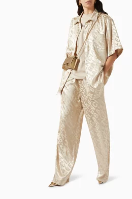 Buy Balenciaga Neutral Logo Jacquard Pyjama Pants in Organic silk For Women Online Ounass Bahrain