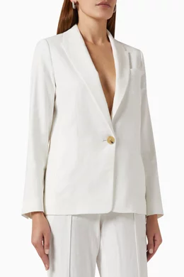 Buy Vince White Single Breasted Blazer in Linen Blend For Women Online Ounass Bahrain