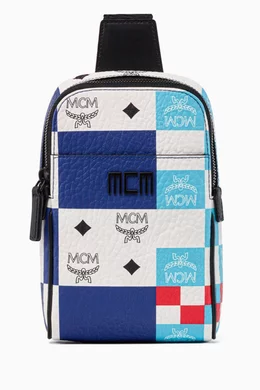 Buy MCM Multicolour Mini MCM Tech Sling in Checkerboard Visetos For Men Online Ounass Bahrain