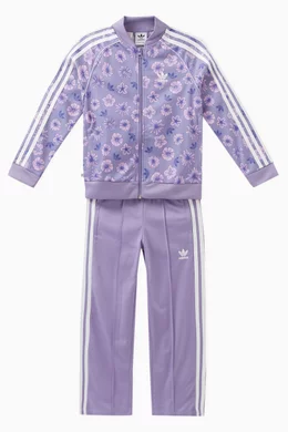 Girls adidas floral tracksuit clearance