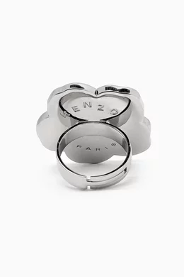 Buy KENZO Grey Boke Flower Ring in Brass For Men Online | Ounass