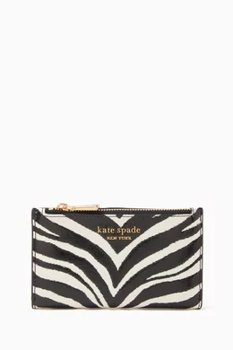 Buy Kate Spade New York Black Small Morgan Zebra print Slim Wallet in Leather For Women Online Ounass Bahrain