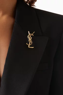 【Saint Laurent】 Opyum YSL brooch SAINT LAURENT Opyum YSL Brooch in Gold | endource
