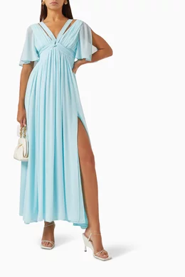 Buy Marella Blue Flared Maxi Dress in Georgette For Women Online Ounass Bahrain