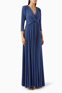 Buy Marella Blue Venere Pleated Maxi Dress in Lurex jersey For Women Online Ounass Bahrain