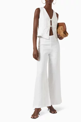 Buy Faithfull The Brand White Ottavio Pants in Linen For Women Online Ounass Bahrain