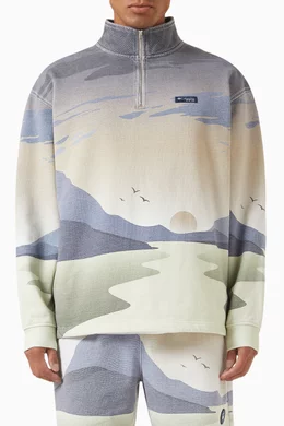 Buy Kith Blue x Columbia Quarter zip Sweatshirt in Cotton fleece For Men Online Ounass Bahrain