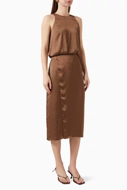 Buy Theory Brown Layered Tank Dress in Satin For Women Online | Ounass  Bahrain