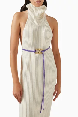 Buy Bottega Veneta Purple Can Opener Belt in Braided Leather  display picture 1
