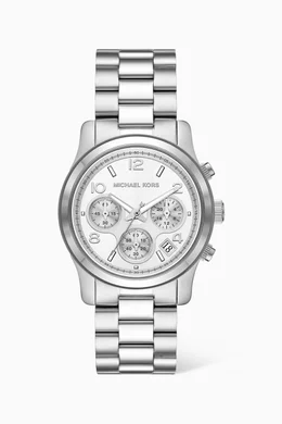Buy Michael Kors Silver Runway Chronograph Stainless Steel Watch 38mm For Women Online Ounass Bahrain