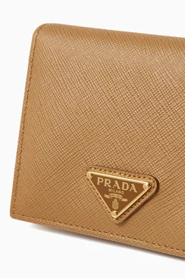 Buy Prada Brown Small Triangle Logo Wallet in Saffiano Leather For Women Online Ounass Bahrain