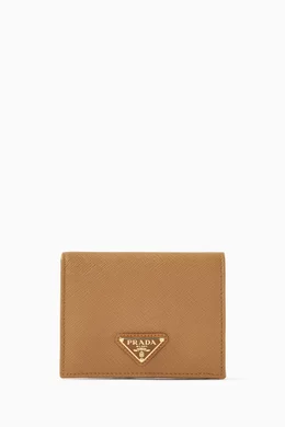 Buy Prada Brown Small Triangle Logo Wallet in Saffiano Leather For Women Online Ounass Bahrain