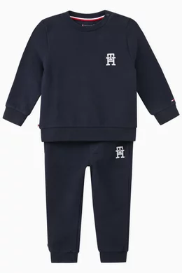Buy Tommy Hilfiger Blue Logo embroidered Tracksuit in Cotton For Baby Boys Online Ounass Bahrain