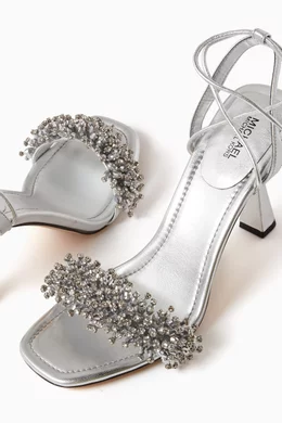 Buy Michael Kors Silver Lucia Crystal Lace up Sandals in Leather For Women Online Ounass Bahrain