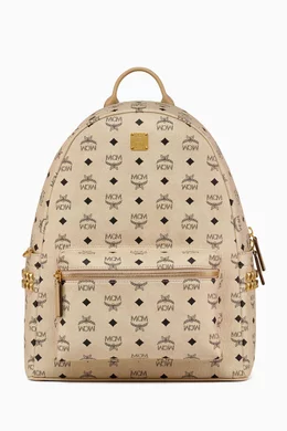 Buy MCM Neutral Medium Stark Side Studs Visetos Backpack in Coated canvas For UNISEX Online Ounass Bahrain