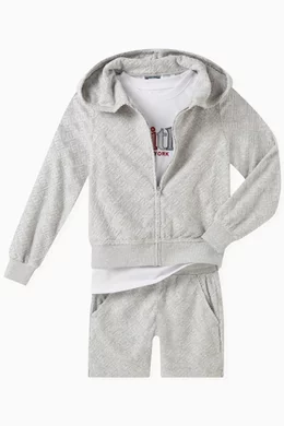 Buy Kith Grey Monogram Full Zip Hoodie in Cotton blend Terry For Boys Online Ounass Bahrain