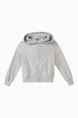 Buy Kith Grey Monogram Full Zip Hoodie in Cotton blend Terry For Boys Online Ounass Bahrain