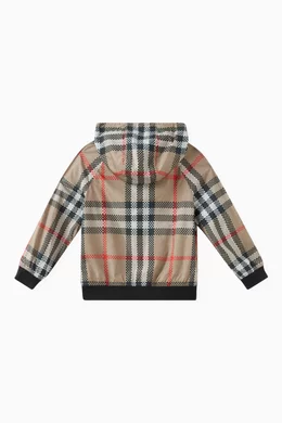 Buy Burberry Neutral Check print Hooded Jacket in Polyester For Boys Online Ounass Bahrain