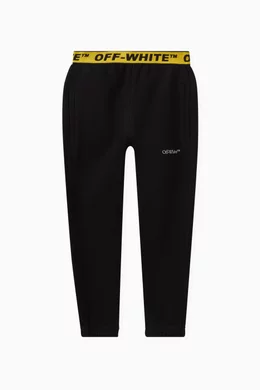 Buy Off White Black Logo tape Sweatpants in Cotton For Boys Online Ounass Bahrain