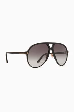 Buy TOM FORD Black Bertrand Pilot Sunglasses in Acetate For Men
