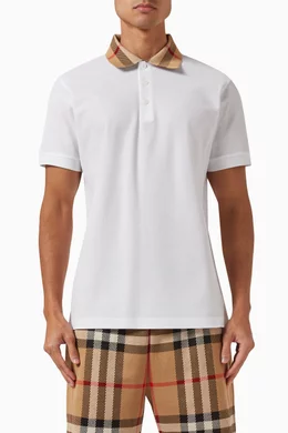 Mens burberry check collar polo online