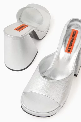 Buy Simon Miller Silver Slice Mule Sandals in Metallic Foil Leather For Women Online Ounass Bahrain